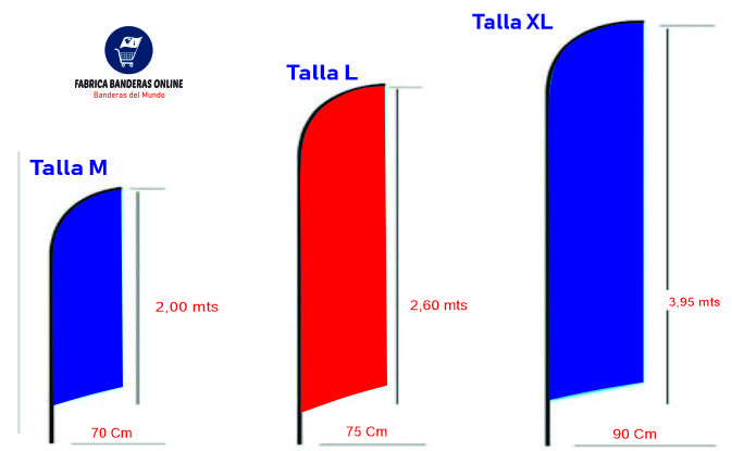 Medidas bandera tipo vela y gota 